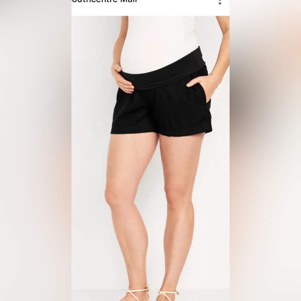 Thyme Maternity Roll down Khaki Trouser Short-Black-EUC-Sz Lg 🖤​